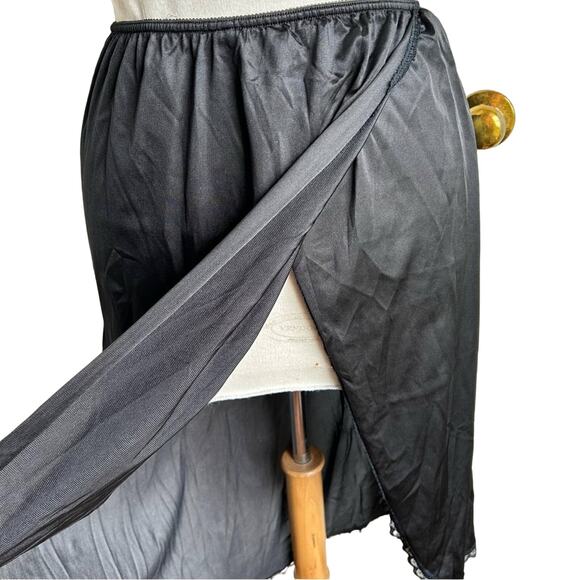 Vintage Warner’s Black Midi Wrap Front Slip Skirt - Picture 2 of 6